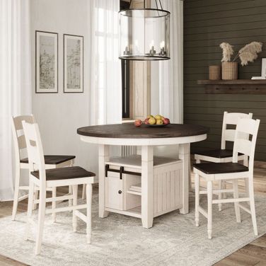 Madison County 5 Piece Counter Height Round Dining Set In Vintage White