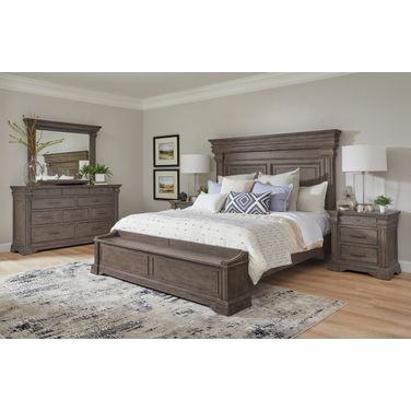 Madison Ridge Brown Panel Bedroom Set with Chest Footboard In Natural Bark
