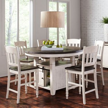 Madison County 7 Piece Counter Height Round Dining Set In Vintage White