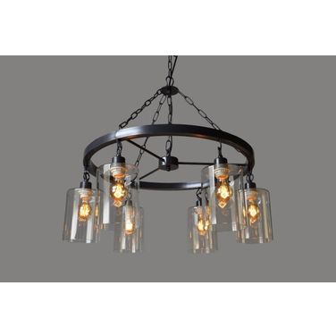 Mae Iron and Clear Glass Pendant In Black