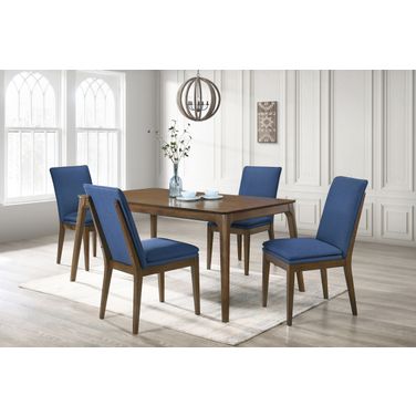 Maggie Dining Room Set In Walnut And Blue