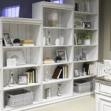 Magnolia Manor 72 Inch Bookcase In Antique White and Weathered Bark