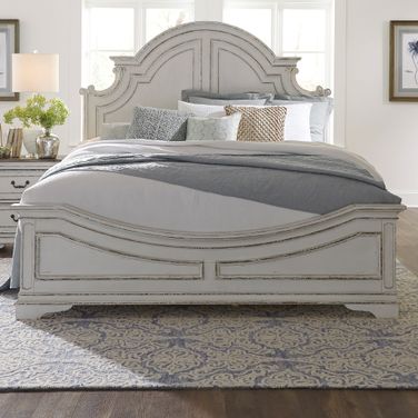 Magnolia Manor Antique White King Panel Bed