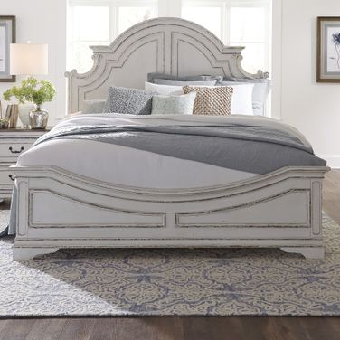 Magnolia Manor Antique White Queen Panel Bed