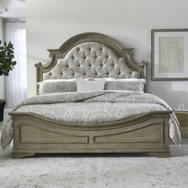 Magnolia Manor King Upholstered Bed In Weathered Bisque