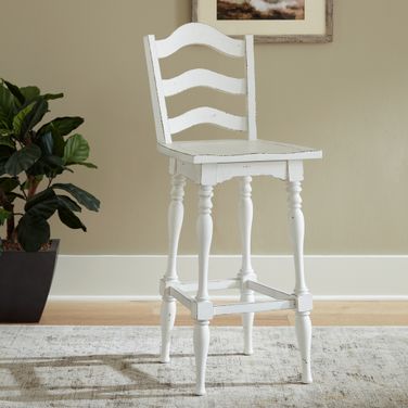 Magnolia Manor Ladderback Swivel Barstool Set of 2 In White