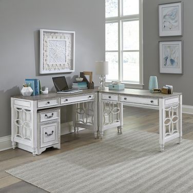 Magnolia Manor Opt L Shaped Leg Desk Set In White