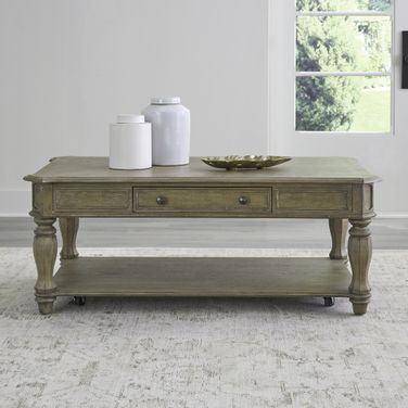 Magnolia Manor Rectangular Cocktail Table In Weathered Bisque