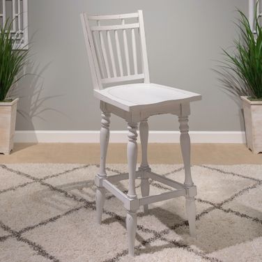 Magnolia Manor Spindle Back Swivel Barstool Set of 2 In White