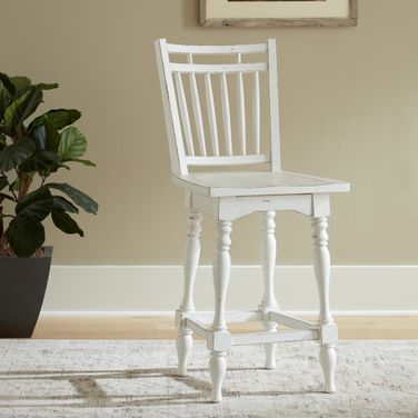 Magnolia Manor Spindle Back Swivel Counter Height Chair Set of 2 In White