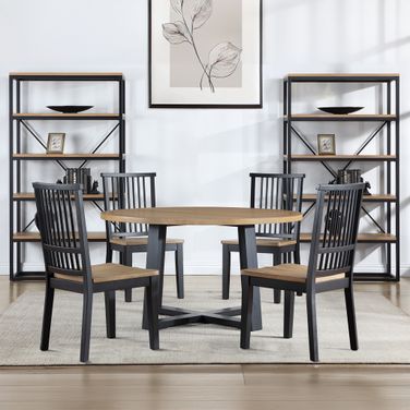 Magnolia Round Dining Set In Brown and Black