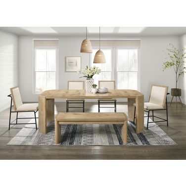 Magnus 6 Piece 84 Inch Extendable Rectangular Dining Table Set with Dining Bench In Oak