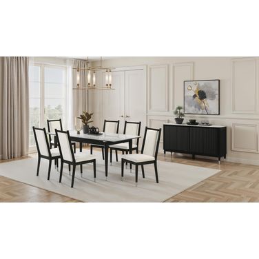 Maidstone Rectangular Dining Room Set In Black and White