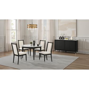 Maidstone Round Dining Room Set In Black and White