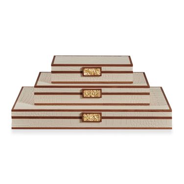 Maitland Smith Stacking Boxes In Cream