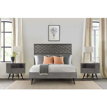 Makena 3-Piece Queen Bedroom Set In Gray Acacia Wood