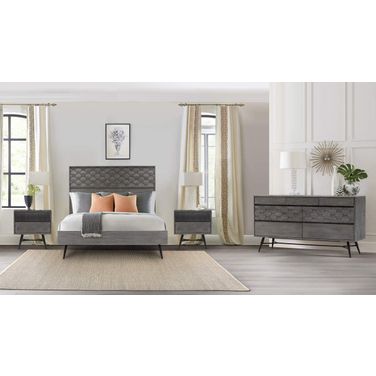 Makena 4-Piece Queen Bedroom Set In Gray Acacia Wood