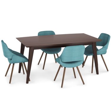 Malden/Draper 5-Piece Dining Set In Turquoise Blue
