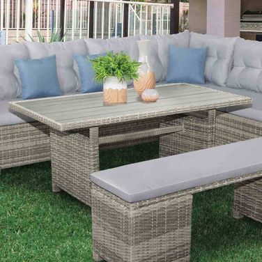 Malia Patio Dining Table In Gray