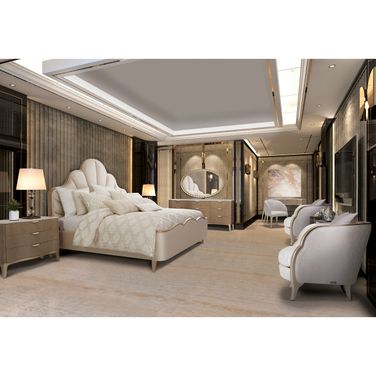 Malibu Crest Scalloped Panel Bedroom Set In Chardonnay