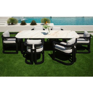 Malibu Outdoor Dining Room Set in Matte Coal