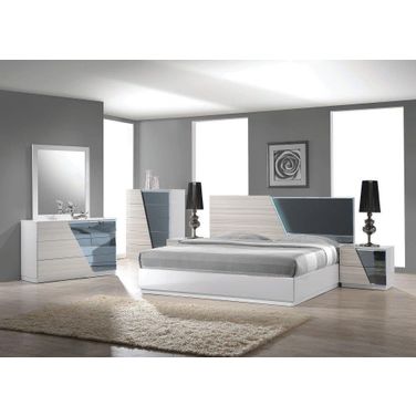 Manchester 5 Piece Wood Queen Bedroom Set In Zebra And White