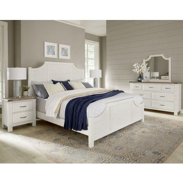 Maple Road Soft White Scalloped Panel Bedroom Set