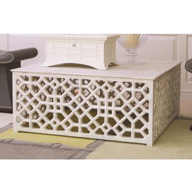 Marble Fret Cocktail Table In White