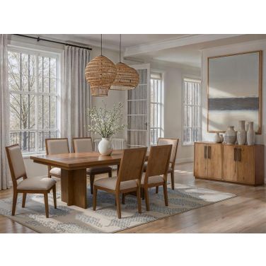 Marcel Extendable Trestle Dining Room Set In Harvest Brown