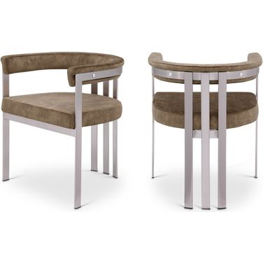 Marcello Dining Chair Set of 2 In Brown Velvet