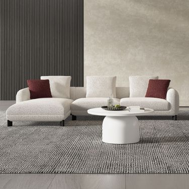 Mardi Sectional Sofa with 6 Pillows In Light Gray