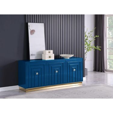 Maria Modern High Gloss Lacquer Wood Sideboard In Blue