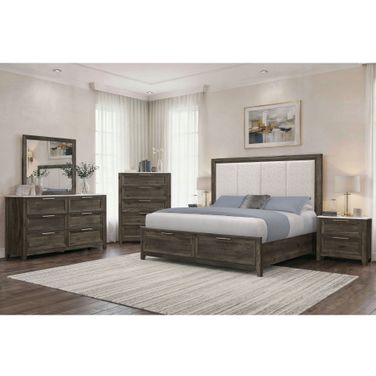 Mariah Upholstered Bedroom Set In Dark Brown