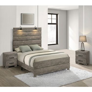 Maricela MDF Solid Wood Panel Bedroom Set in Antique Gray