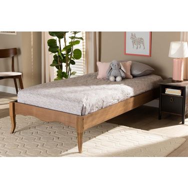 Marieke Vintage French Inspired Ash Walnut Finished Wood Twin Size Platform Bed Frame