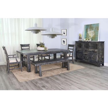 Marina Extension Dining Room Set With Bench (Black Sand)