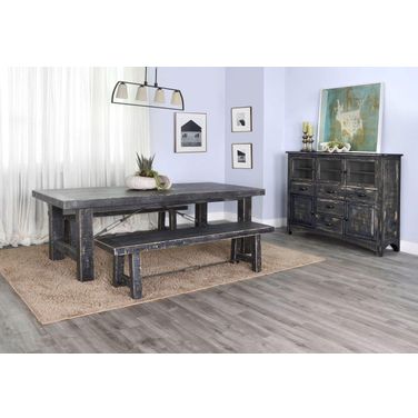 Marina Extension Dining Room Set With Benches (Black Sand)