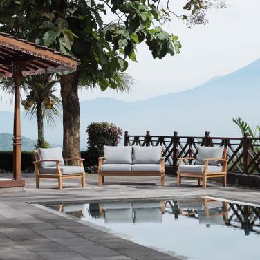 Marina 3-Piece Outdoor Patio Teak Set In Natural Gray
