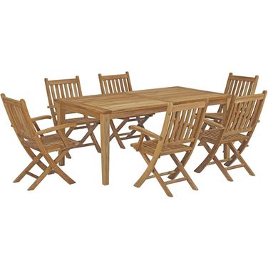 Marina 7 Piece Outdoor Patio Teak Dining Set In Natural