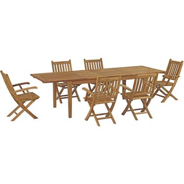 Marina 7 Piece Outdoor Patio Teak Dining Set In Natural