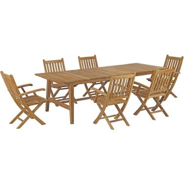 Marina 7 Piece Outdoor Patio Teak Dining Set In Natural