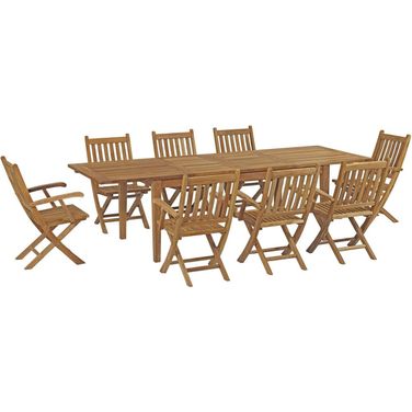 Marina 9 Piece Outdoor Patio Teak Dining Set In Natural
