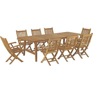 Marina 9 Piece Outdoor Patio Teak Dining Set In Natural