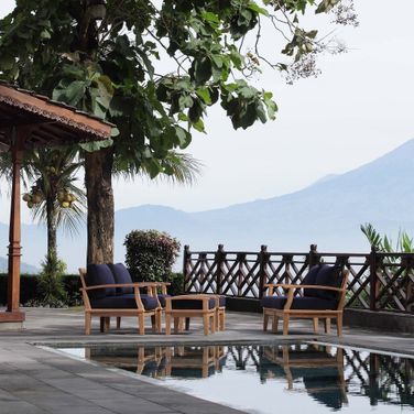 Marina 6 Piece Outdoor Patio Teak Set In Natural and Navy