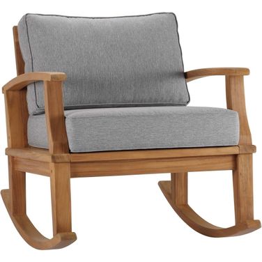 Marina Outdoor Patio Teak Rocking Chair In Natural and Gray