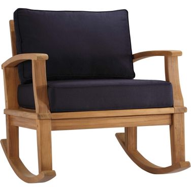 Marina Outdoor Patio Teak Rocking Chair In Natural and Navy