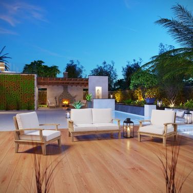 Marina 3-Piece Outdoor Patio Teak Set In Natural White