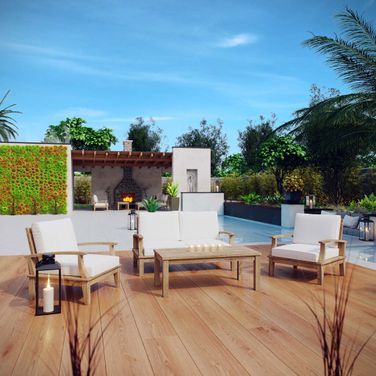 Marina 4-Piece Outdoor Patio Teak Set In Natural White