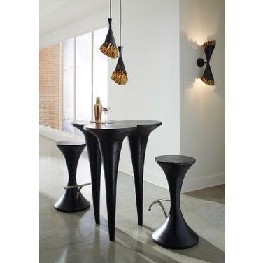 Marley Burnt Black Chamcha Wood Bar Table Set