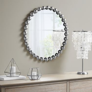 Marlowe Round Wall Decor Mirror In Silver MPS95F-0035